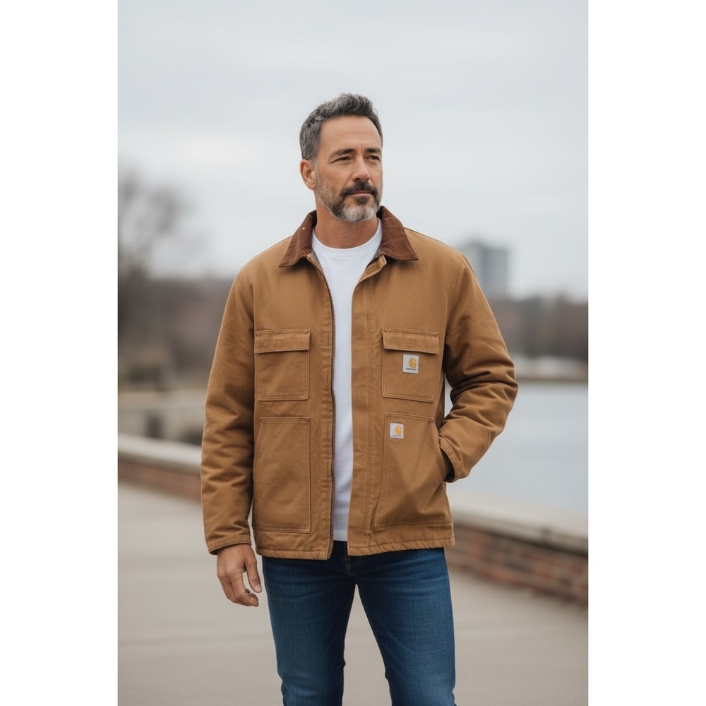 Carhartt C04 Blanket Lined Duck Jacket Brown 48R USA Made Workwear